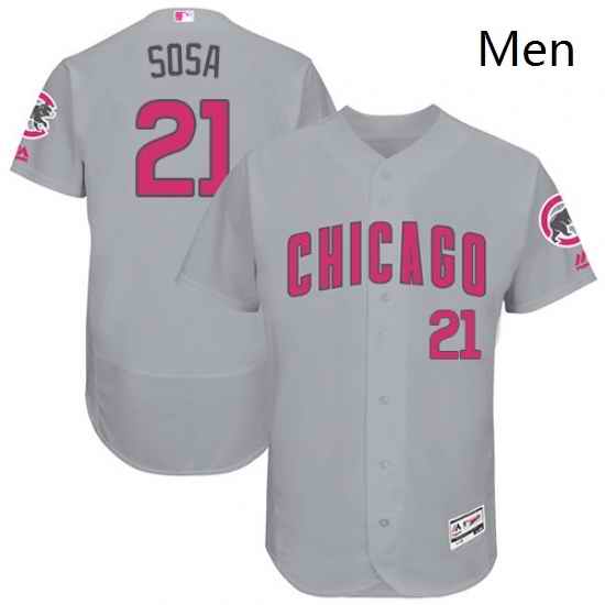 Mens Majestic Chicago Cubs 21 Sammy Sosa Grey Mothers Day Flexbase Authentic Collection MLB Jersey